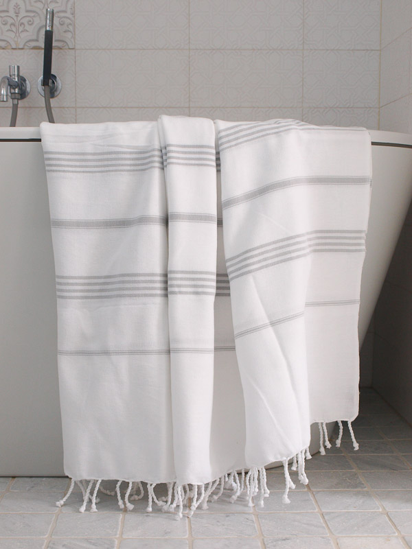 asciugamano hammam bianco/grigio chiaro